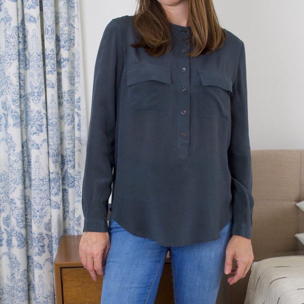 Banana Republic Gray Silk Button Down Shirt